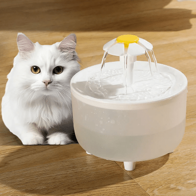 Fontaine à Eau Pour Chat - CatDrinker™ - Fleuron Blanc - Dingue de chat
