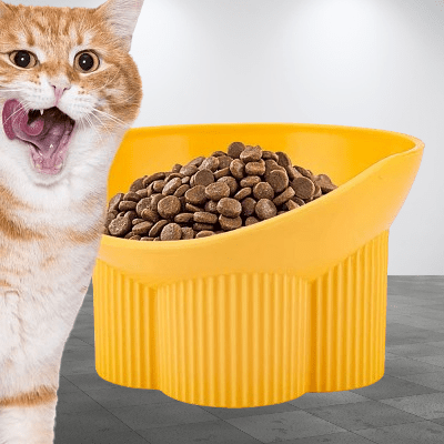 Gamelle pour chat - Anti - tipCatBowls™ - Jaune - Dingue de chat