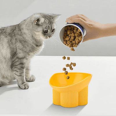 Gamelle pour chat - Anti - tipCatBowls™ - Jaune - Dingue de chat