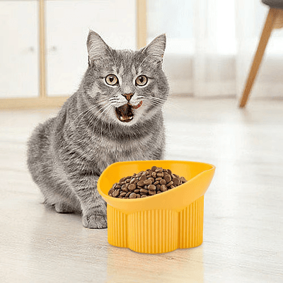 Gamelle pour chat - Anti - tipCatBowls™ - Jaune - Dingue de chat